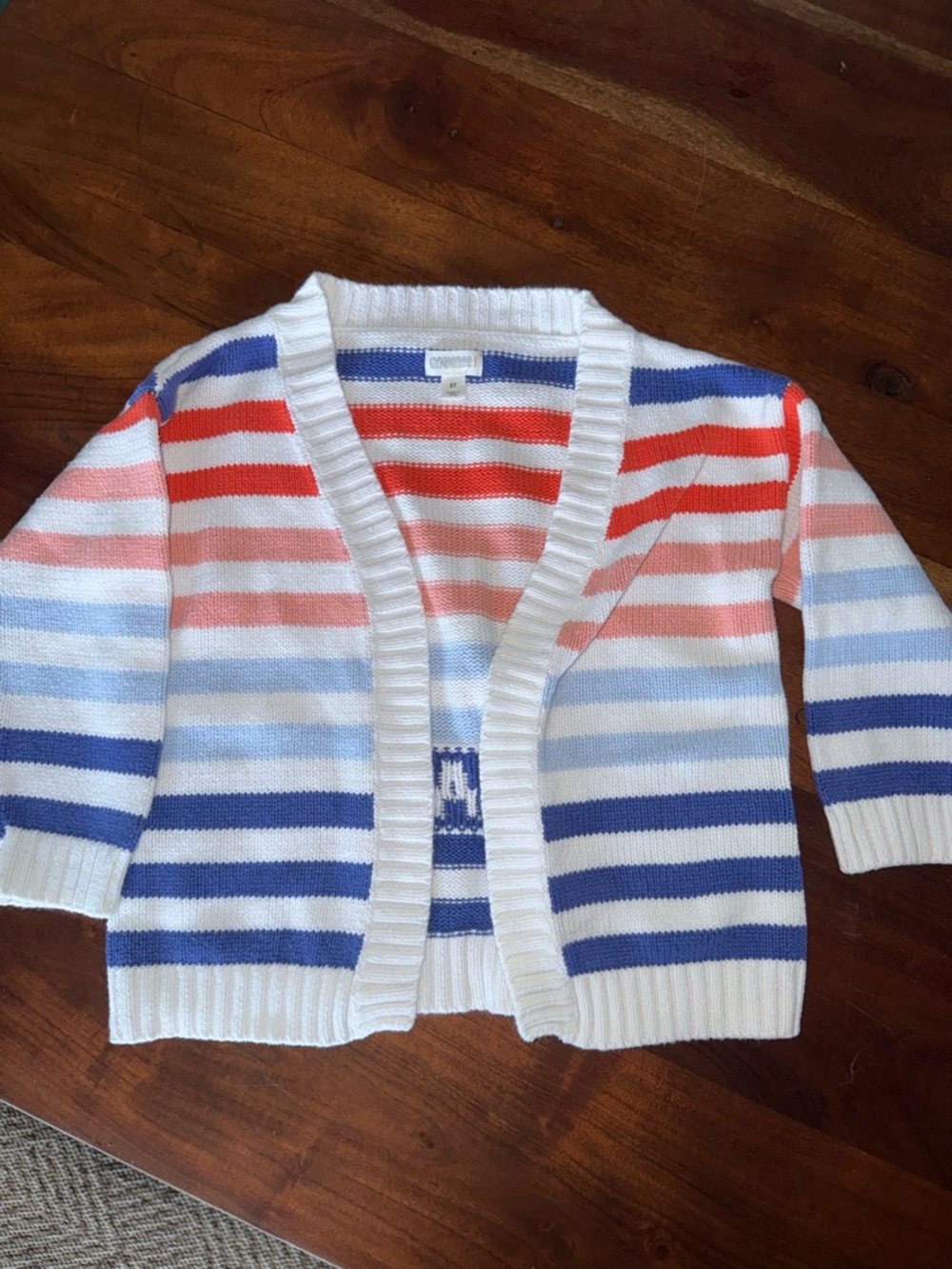 Gymboree White Sweater‎ Vest with Blue and Coral Stripes